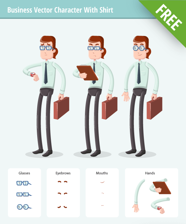 Business Vector Character Set with shirt free