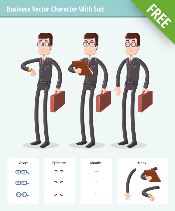 Business Vector Character Set with suit free