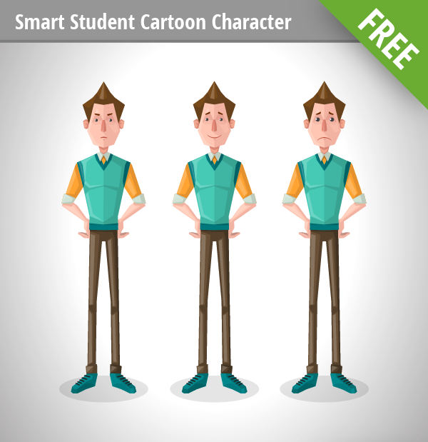 Smart Student Vector Character free