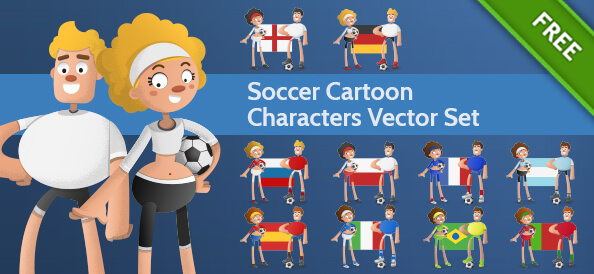 Soccer Cartoon Characters Vector Set