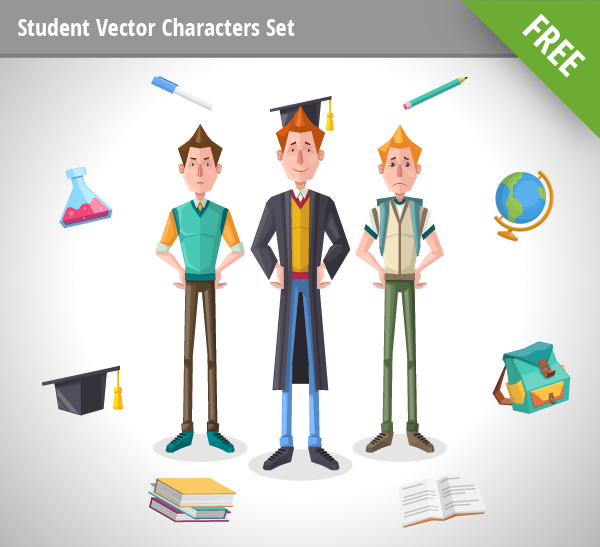 Student Vector Characters Set free