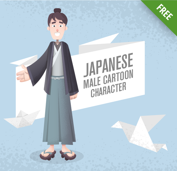 Vector Japanese man Cartoon Character