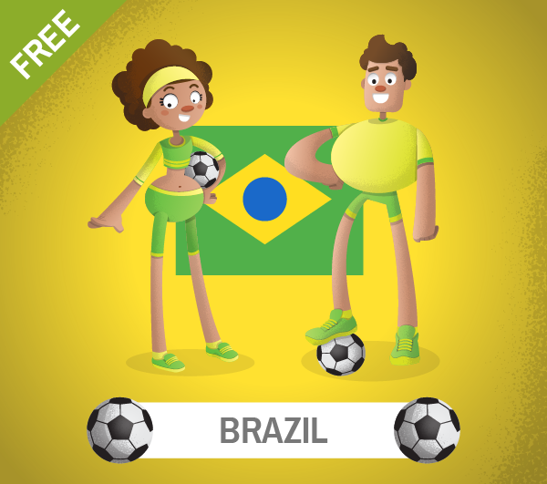 free brazil Soccer Cartoon Characters, freebie, brazil football players