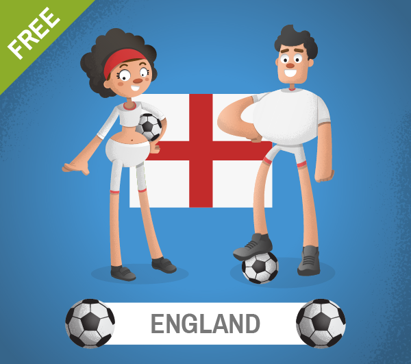 free england Soccer Cartoon Characters