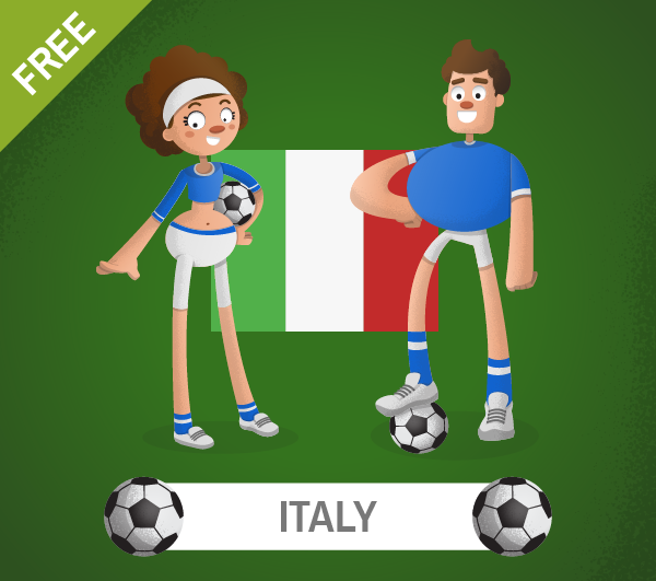 free italy Soccer Cartoon Characters