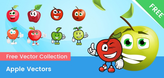 Free Vector Apple Characters Set