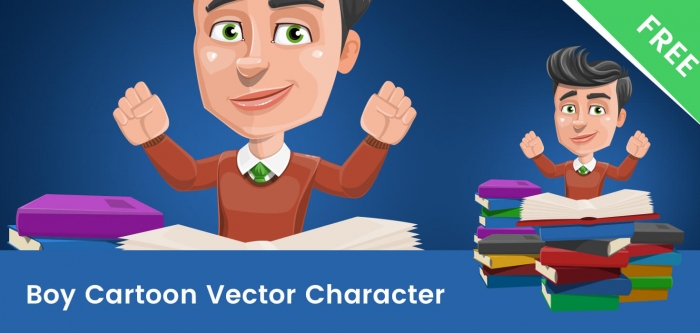 Smart Cartoon Boy Vector