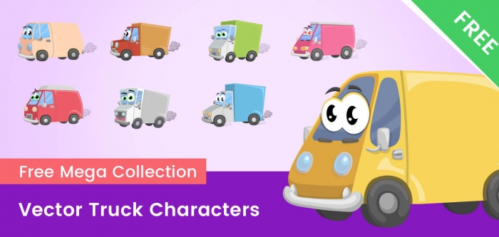 Cartoon Truck Vector Characters – Free mega collection