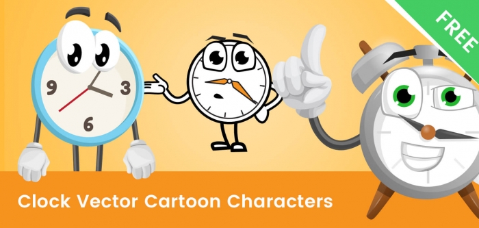 Clock Vector Cartoon Characters – Free Collection