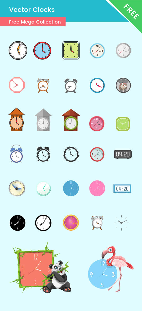 Clock Vectors - FREE Ultimate Collection