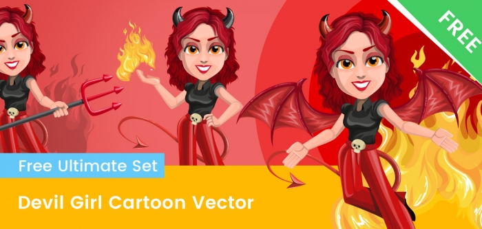 Devil Girl Cartoon Vector Set