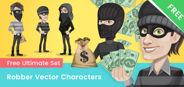Robber Cartoon Vector Set