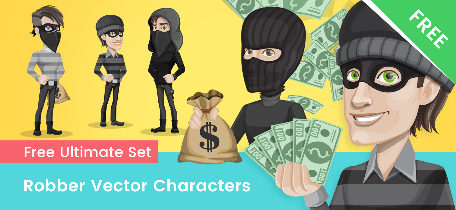 Robber Cartoon Vector Set - Vector Characters