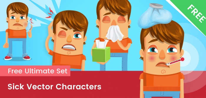 Sick Vector Cartoon Character Free Set