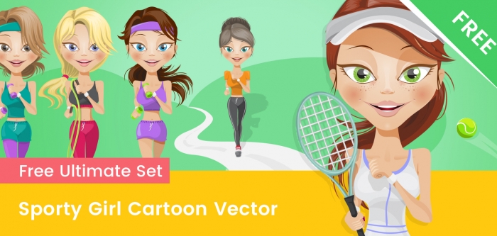 Sporty Girl Cartoon Vector Set