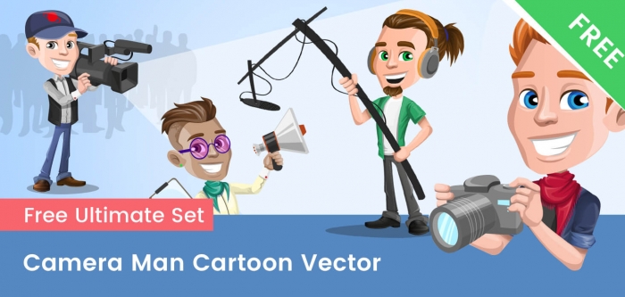 Cameraman Cartoon Vector Set