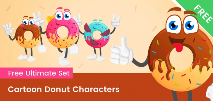 Cartoon Donut Vector Set