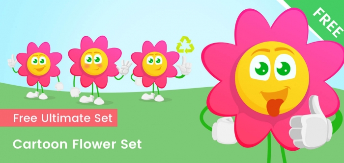 Cartoon Flower Vector Set