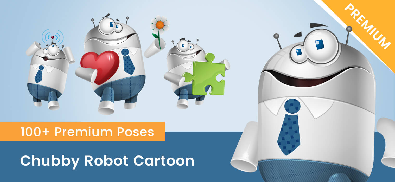 Chubby Robot Cartoon - Vector Characters