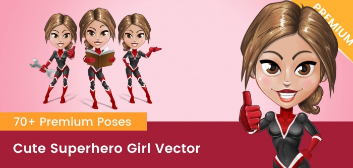 Cute Superhero Girl Vector