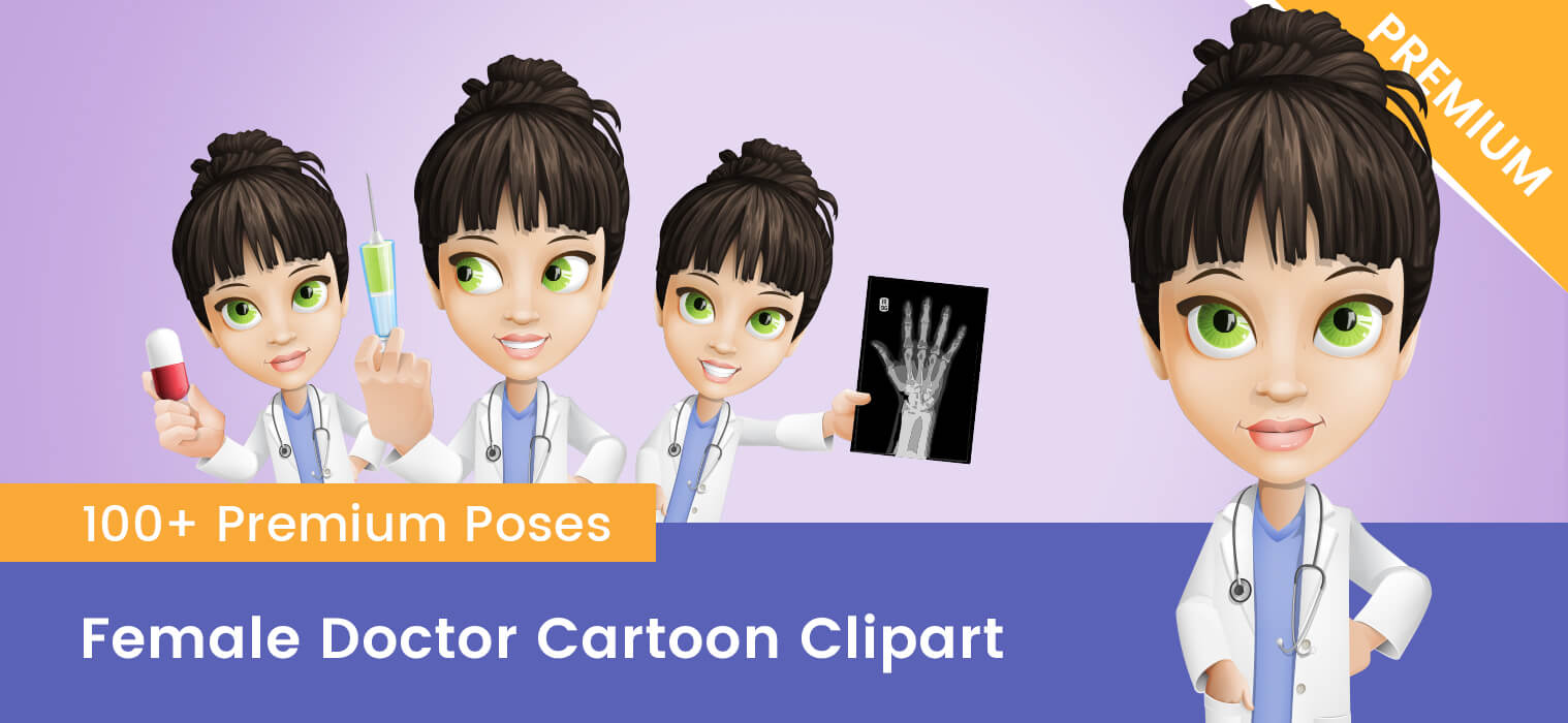 Female Doctor Cartoon Clipart - Vector Characters