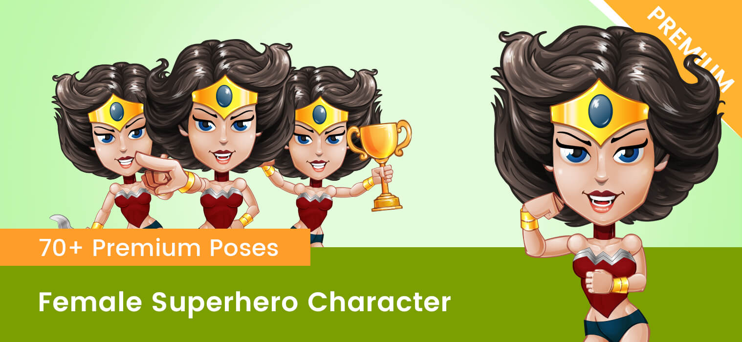 Cartoon female character poses active woman Vector Image