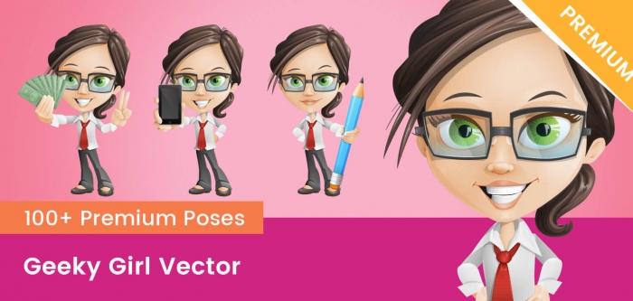Geeky Girl Vector Set