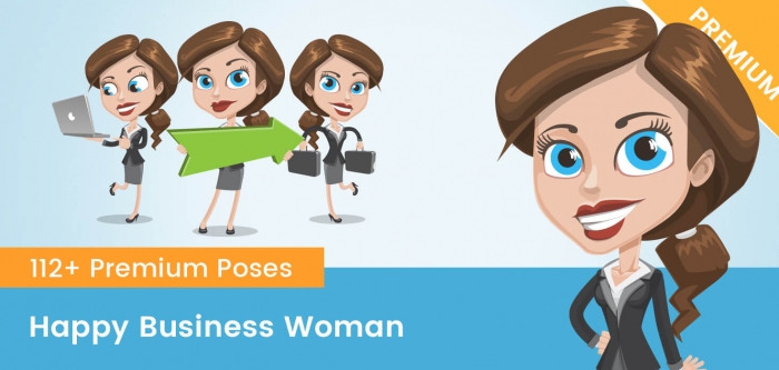 Happy Business Woman Cartoon