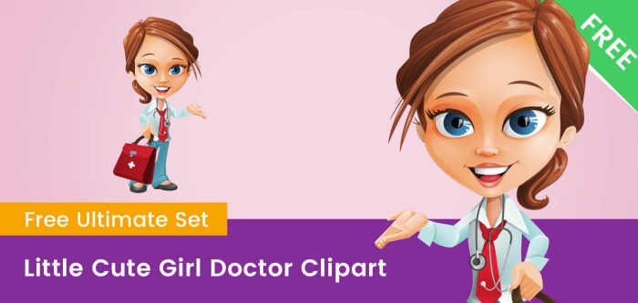 Little Cute Girl Doctor Clipart