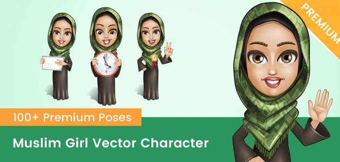 Muslim Girl Vector Character