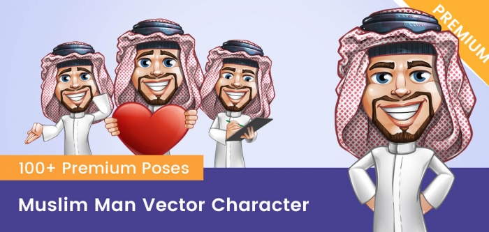 Muslim Man Vector Character