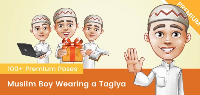 Muslim Vector Boy Wearing a Tagiya