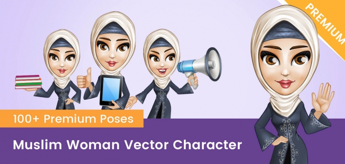 Muslim Woman Vector Character