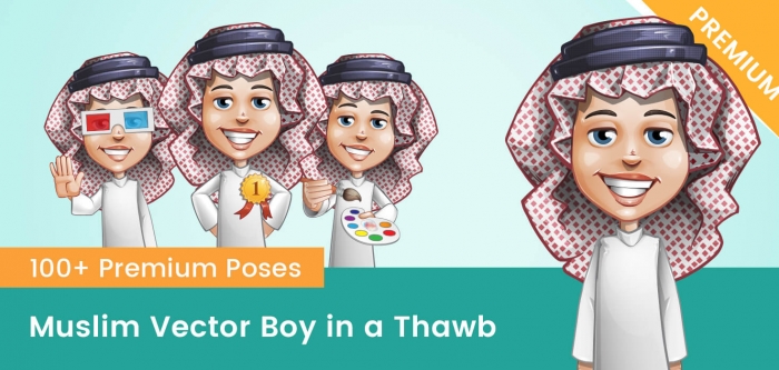 Muslim Vector Boy Dressed in a Thawb