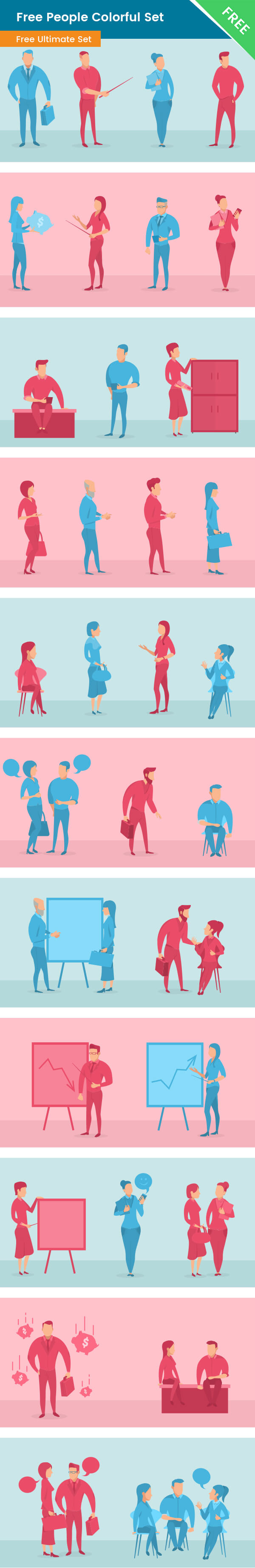 People vector Free colorful set