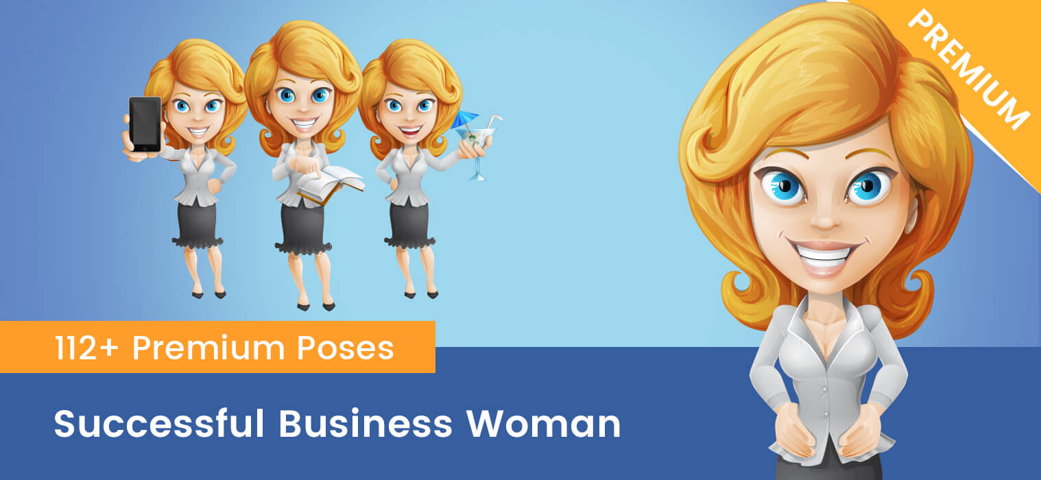 Successful Business Woman Cartoon - Vector Characters