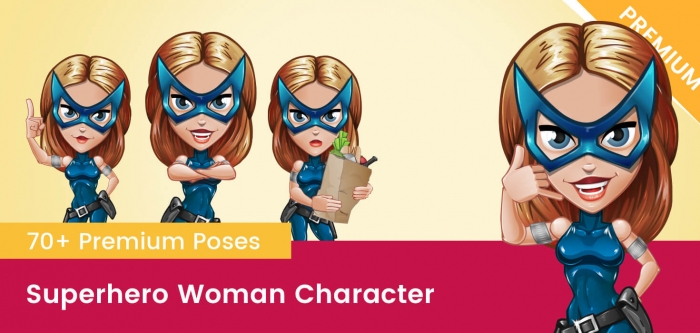 Superhero Woman Vector Cartoon