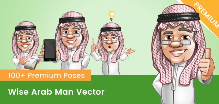 Wise Arab Man Vector Character