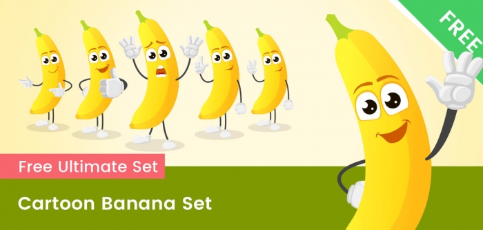Cartoon Banana Vector Set