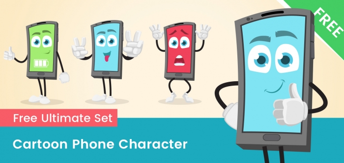 Cartoon Phone Character Set