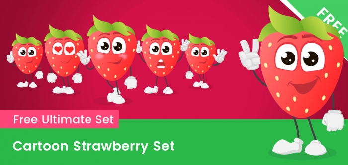 Cartoon Strawberry Free Vector Set