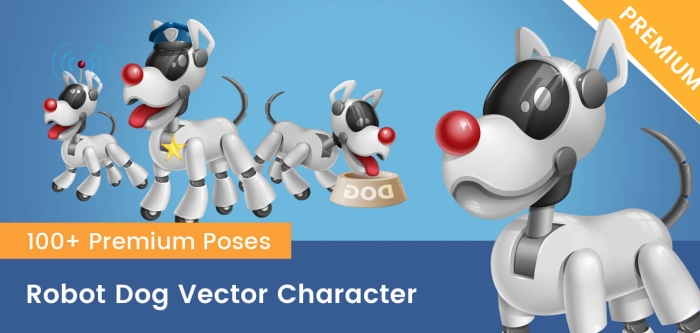 Robot Dog Vector Cartoon