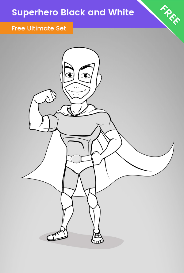 Superhero Vector Black and White