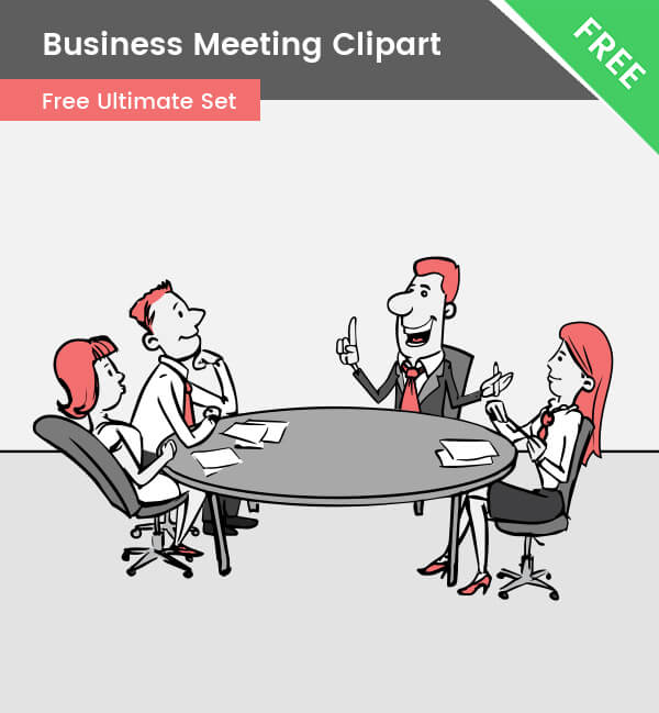 Business Meeting Clipart, office, team, teamwork, drawing, cartoon, illustration