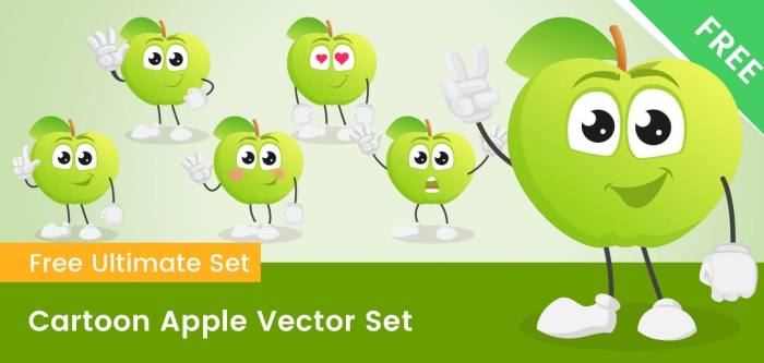 Cartoon Apple Vector Set