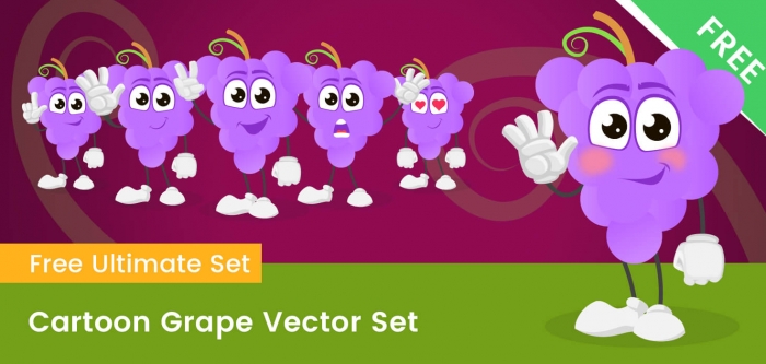 Cartoon Grape Vector Set