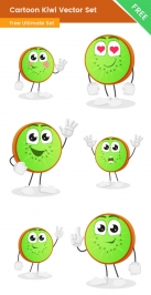 Cartoon Kiwi Vector Set - Vector Characters