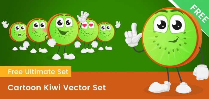 Cartoon Kiwi Vector Set