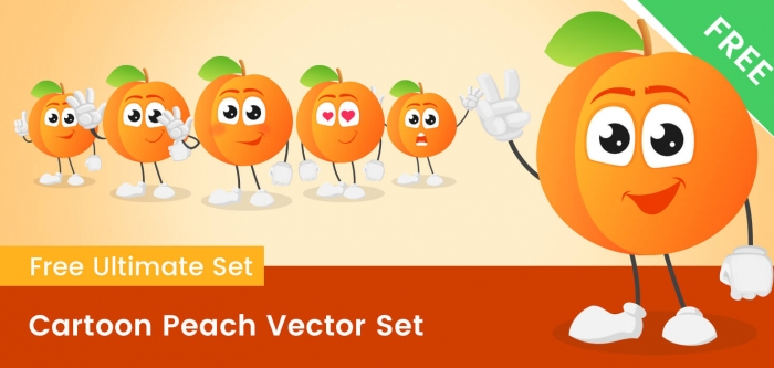 Cartoon Peach Vector Set