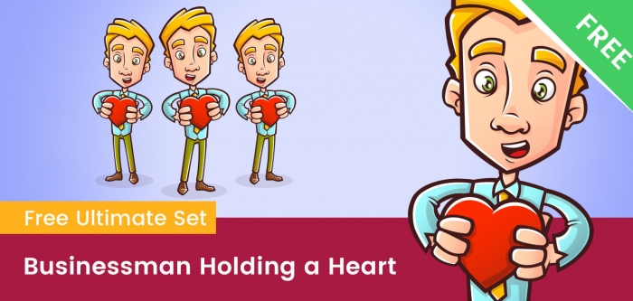 Business Cartoon Character Holding a Heart